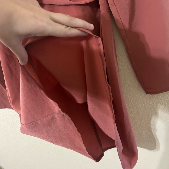 NWT Missguided Long Sleeve Cross Over  Mini Dress Pink Rust Formal Party Sz 8 - Picture 6 of 11